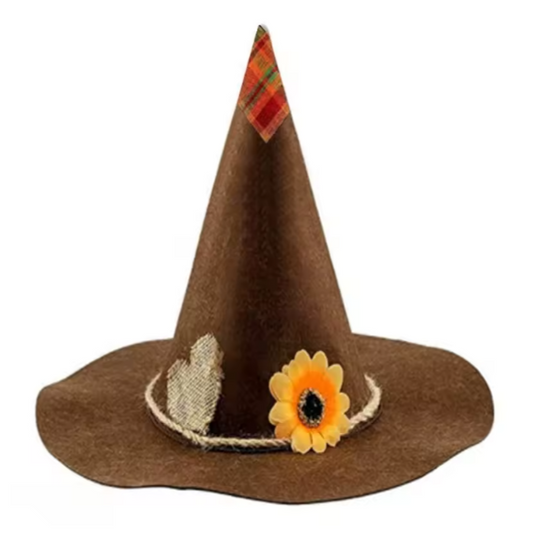 Cute Cottagecore Halloween Sunflower Patch Felt Witch Hat