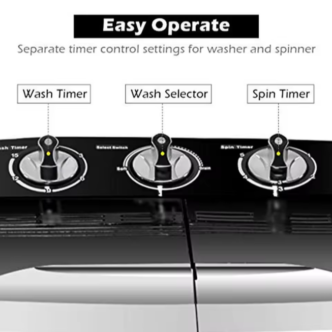 Compact Portable Twin Tub Washing Machine And Dryer - Eco-Friendly 240W