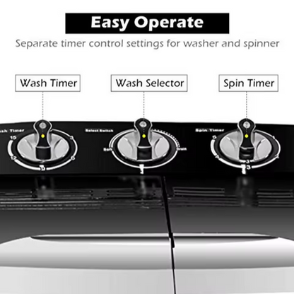 Compact Portable Twin Tub Washing Machine And Dryer - Eco-Friendly 240W