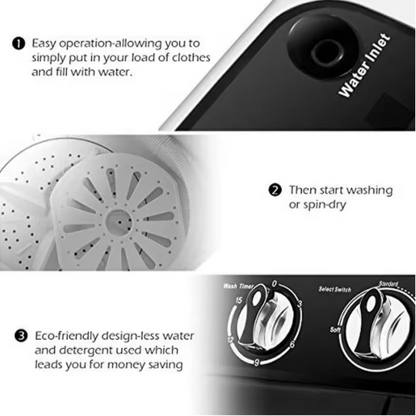 Compact Portable Twin Tub Washing Machine And Dryer - Eco-Friendly 240W