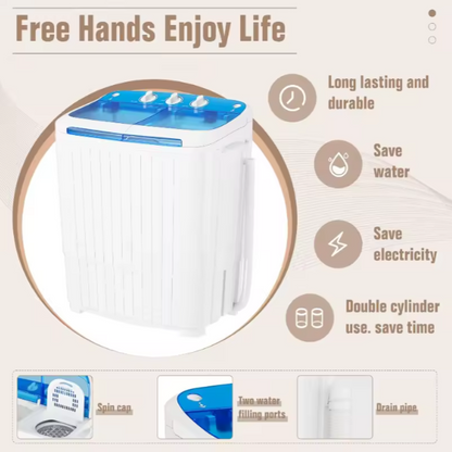 Portable Washer And Dryer - Compact Fast Spin 250W For Small Spaces and Travel