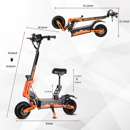 5600W Adult Electric Scooter – Dual Motor, 46MPH Top Speed, 60V/27AH Battery
