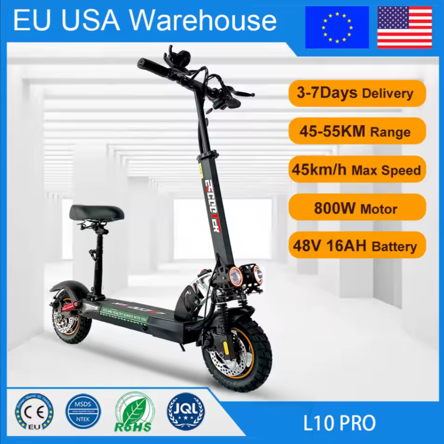 800W Electric Kick Scooter – 45KM/H 48V Off-Road Tires  Brushless Motor Foldable