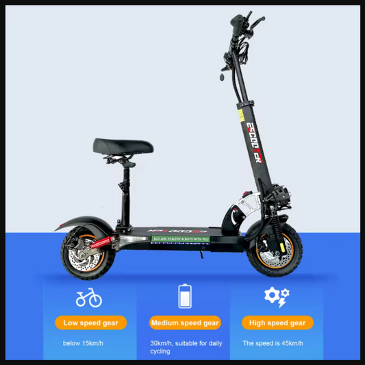 800W Electric Kick Scooter – 45KM/H 48V Off-Road Tires  Brushless Motor Foldable