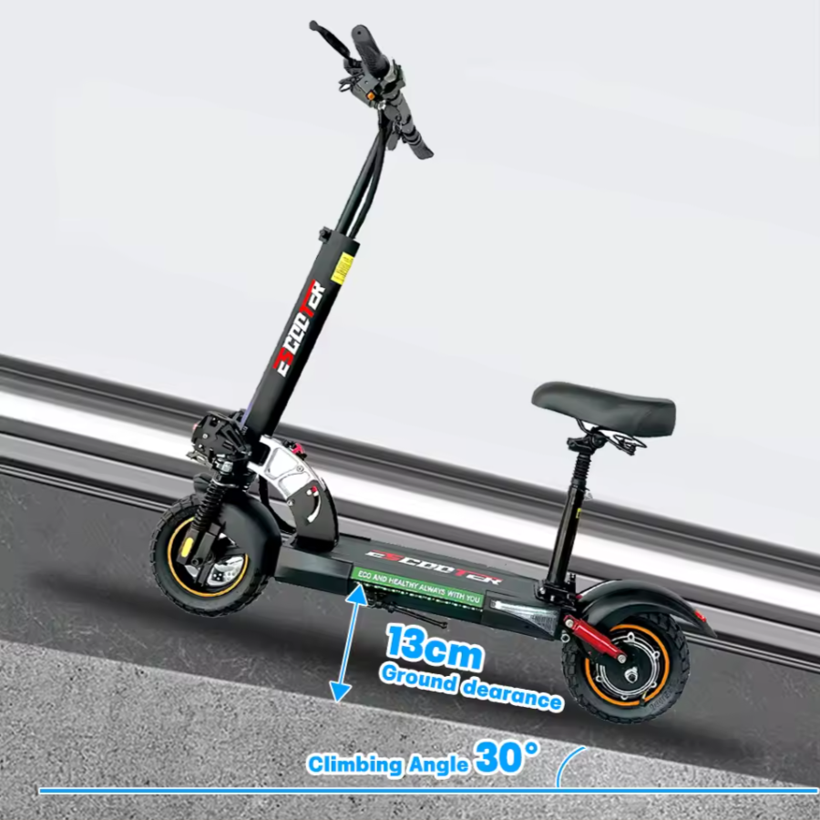 800W Electric Kick Scooter – 45KM/H 48V Off-Road Tires  Brushless Motor Foldable