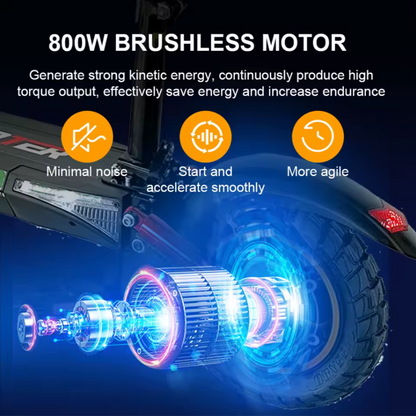 800W Electric Kick Scooter – 45KM/H 48V Off-Road Tires  Brushless Motor Foldable