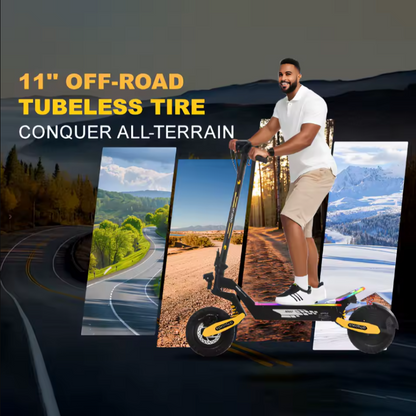 40mph Dual Motor Electric Scooter 2400W With LED Lights