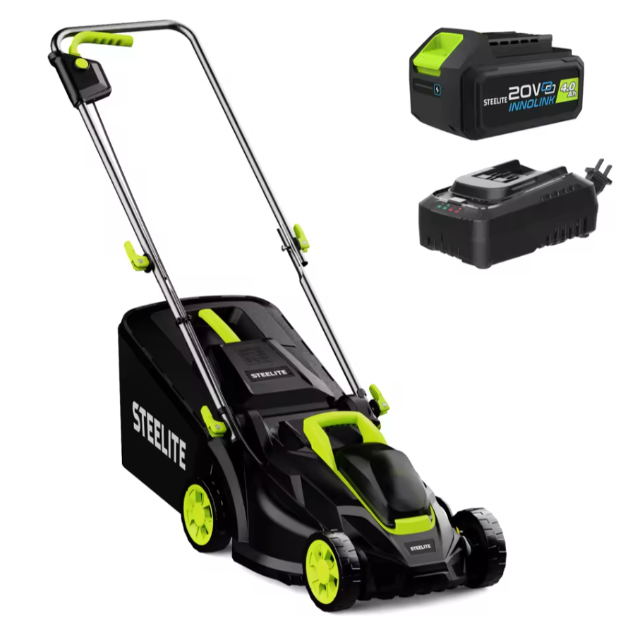 Deli 13" Cordless Electric 2 in 1 Lawn Mower Brushless, 21V 4.0Ah Battery