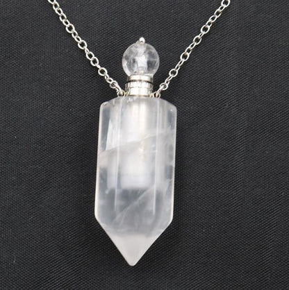 Perfume Bottle Pendant Necklace - Various Natural Crystals