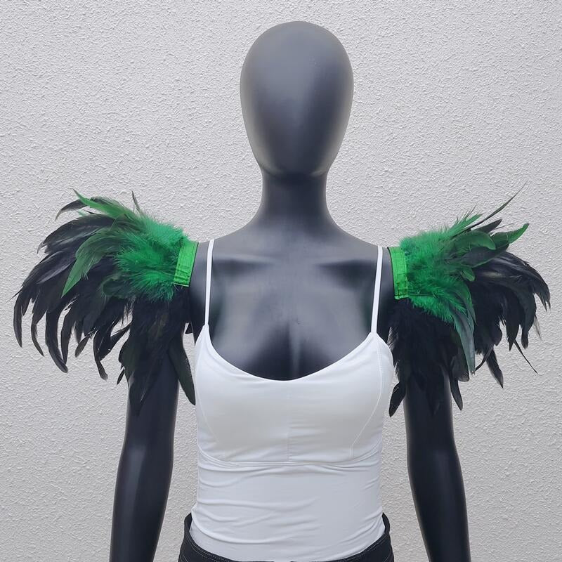 Midnight Raven's Embrace: Gothic Feather Shawl