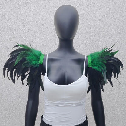 Midnight Raven's Embrace: Gothic Feather Shawl