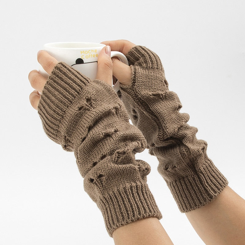 Cozy Charm: Women's Crochet Knitted Arm Gloves
