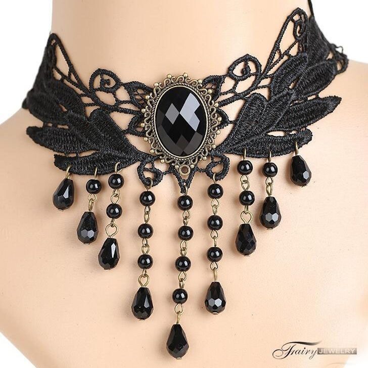 Gothic Multi-Layer Crystal Lace Choker - Variety