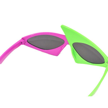 Novelty Green & Pink Roy Purdy Style Glasses Hip-Hop Asymmetric Triangular Sunglasses Party Supplies Decoration