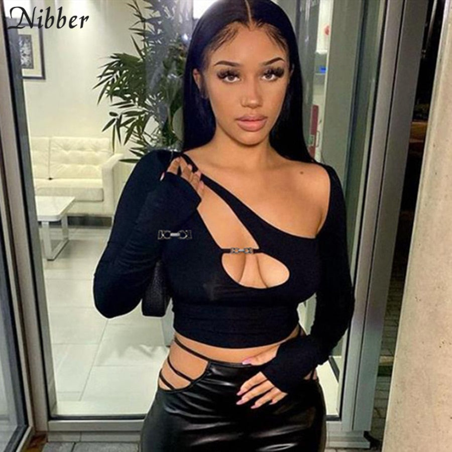 Hollowed Out Crop Top with Buckle