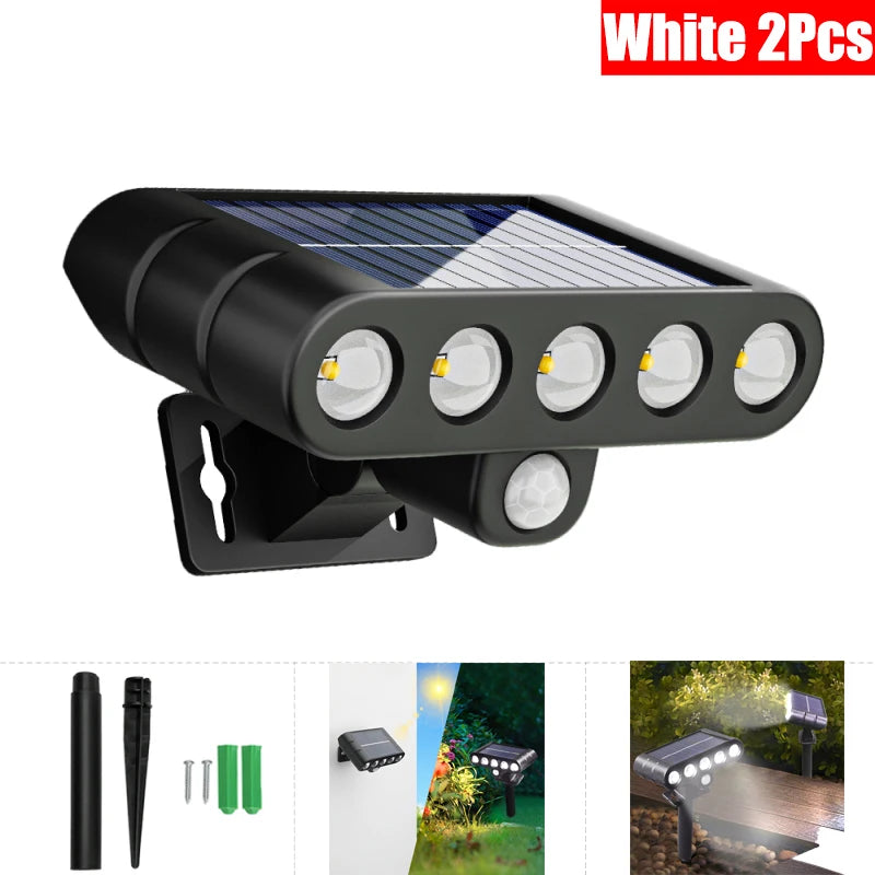 1pc 6-10 LEDs Solar Outdoor Wall Decorative Landscape Lighting Lights Fixtures Suitable For Courtyard Villa Fence Terrace Garden