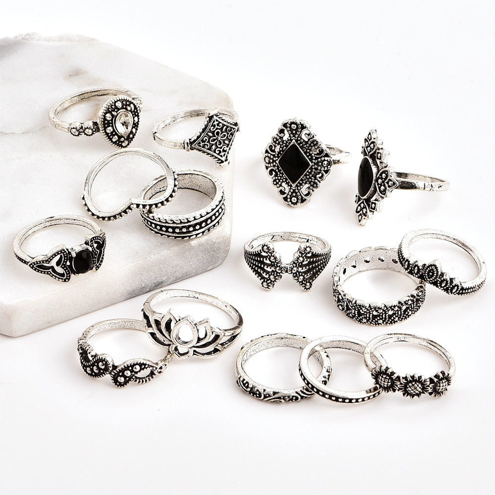 Oxidized Assorted Ring Set