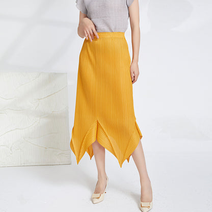 Spliced Pleated High Waisted Skirt