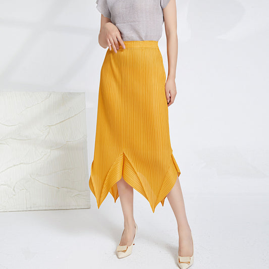 Spliced Pleated High Waisted Skirt