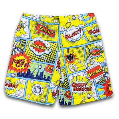 Comic Book Bombs Lifestyle Baseball Mesh Shorts