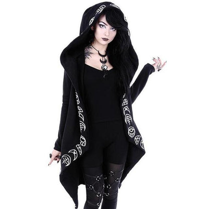 Black Hooded Moon Kimono Multiple Sizes