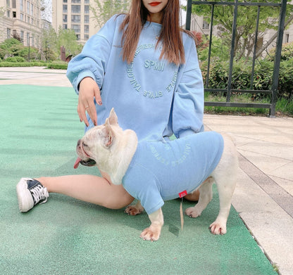 Embroidered Pet Duo: Matching Long-Sleeved T-Shirts