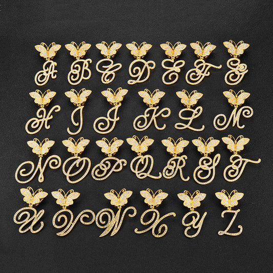 Cuban Link w/ Custom Butterfly Letter Pendant