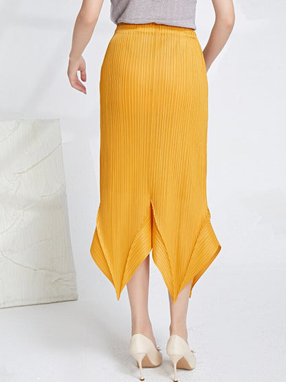 Spliced Pleated High Waisted Skirt