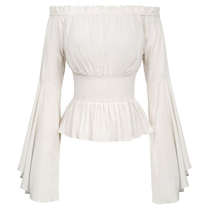 Retro Gothic Off-Shoulder Chemise: Victorian Peasant Blouse