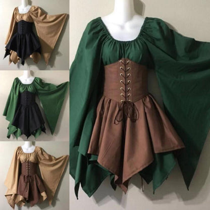 Renaissance : Adult Women's Medieval Elven Fairy Costume with Celtic Corset