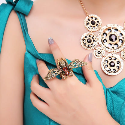 Bee Harmony: Colorful Crystal Stone Ring