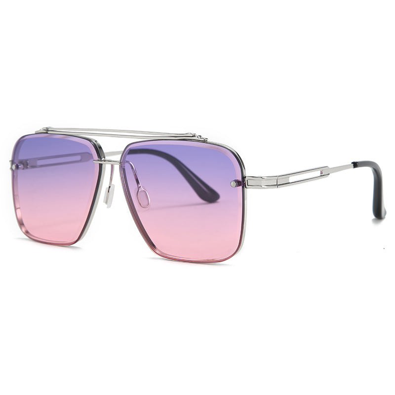 Urban Edge: Stylish Double Beam Cut Metallic Sunglasses
