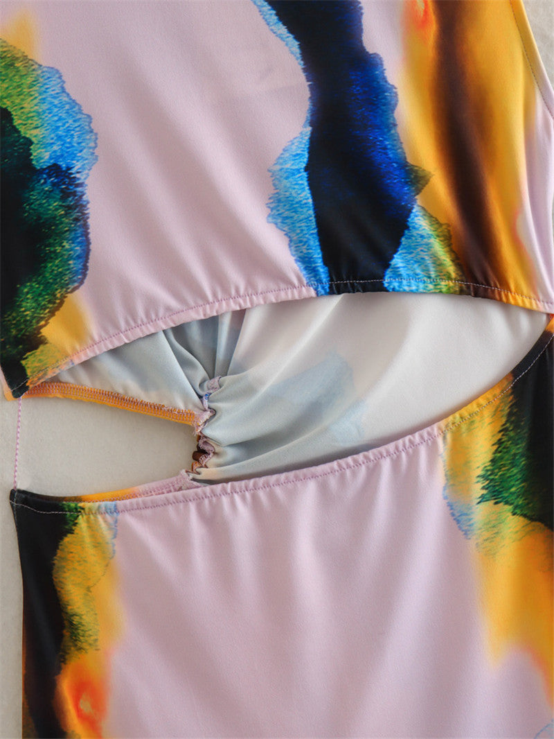 Elegant Hollowed Out Mid-Calf Dress