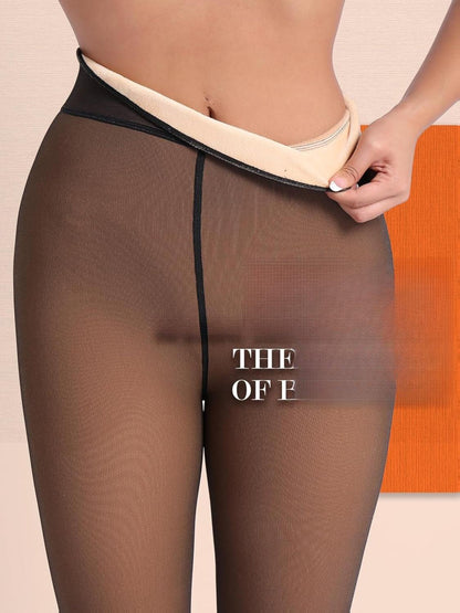 Skintone Fleece-Lined Winter Leggings - Fake Pantyhose Appearance for Styling In Cold Weather