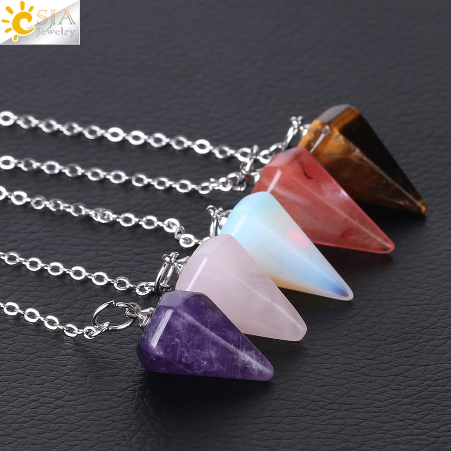 Reiki Pendulum Healing Crystal Necklaces