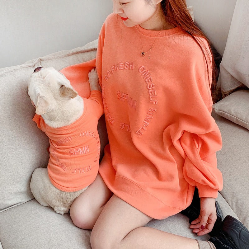 Embroidered Pet Duo: Matching Long-Sleeved T-Shirts