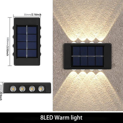 Solar Powered Garden Wall Light Outdoor Waterproof 6LED Beads up down Lamp for Street Terrace Fence Courtyard Wall Decoration