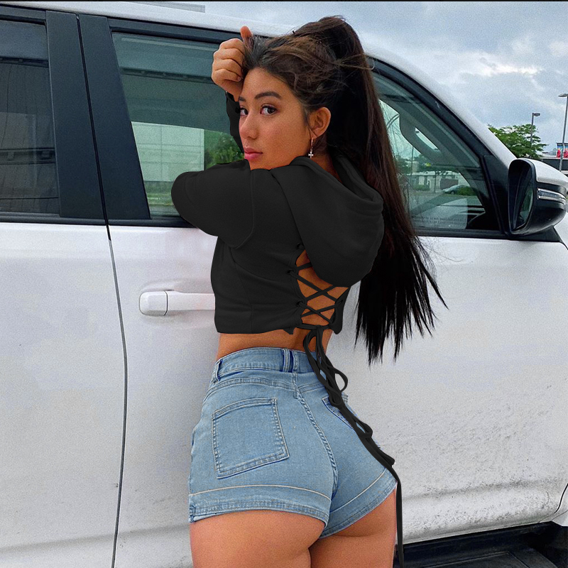 Laced & Hooded Crop Top