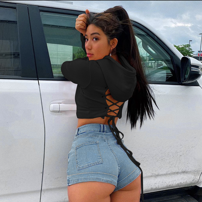 Laced & Hooded Crop Top