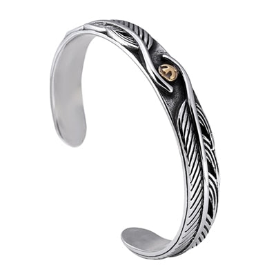 Eagle & Feather Medieval Stainless Steel Cuff Bracelets: Viking Inspired Fashion Jewelry