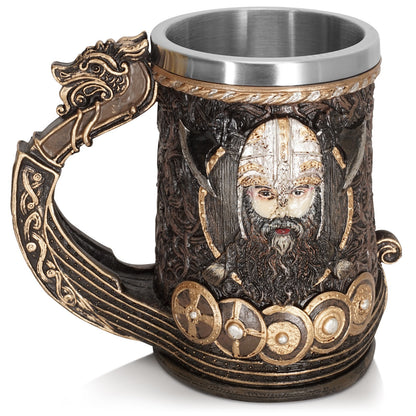 Viking Buccaneer Tankard: Large Stainless Steel Drinking Cup