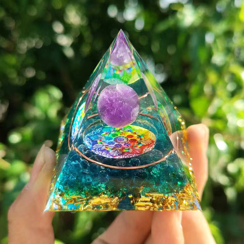 Orgone Energy - Various Crystal Ball Pyramids - Positive Energy Chakra Pyramids