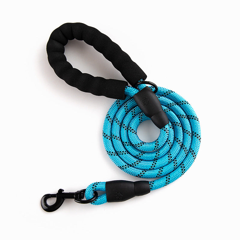Reflective Round Rope Pet Leash with Anti-Running Foam Handle