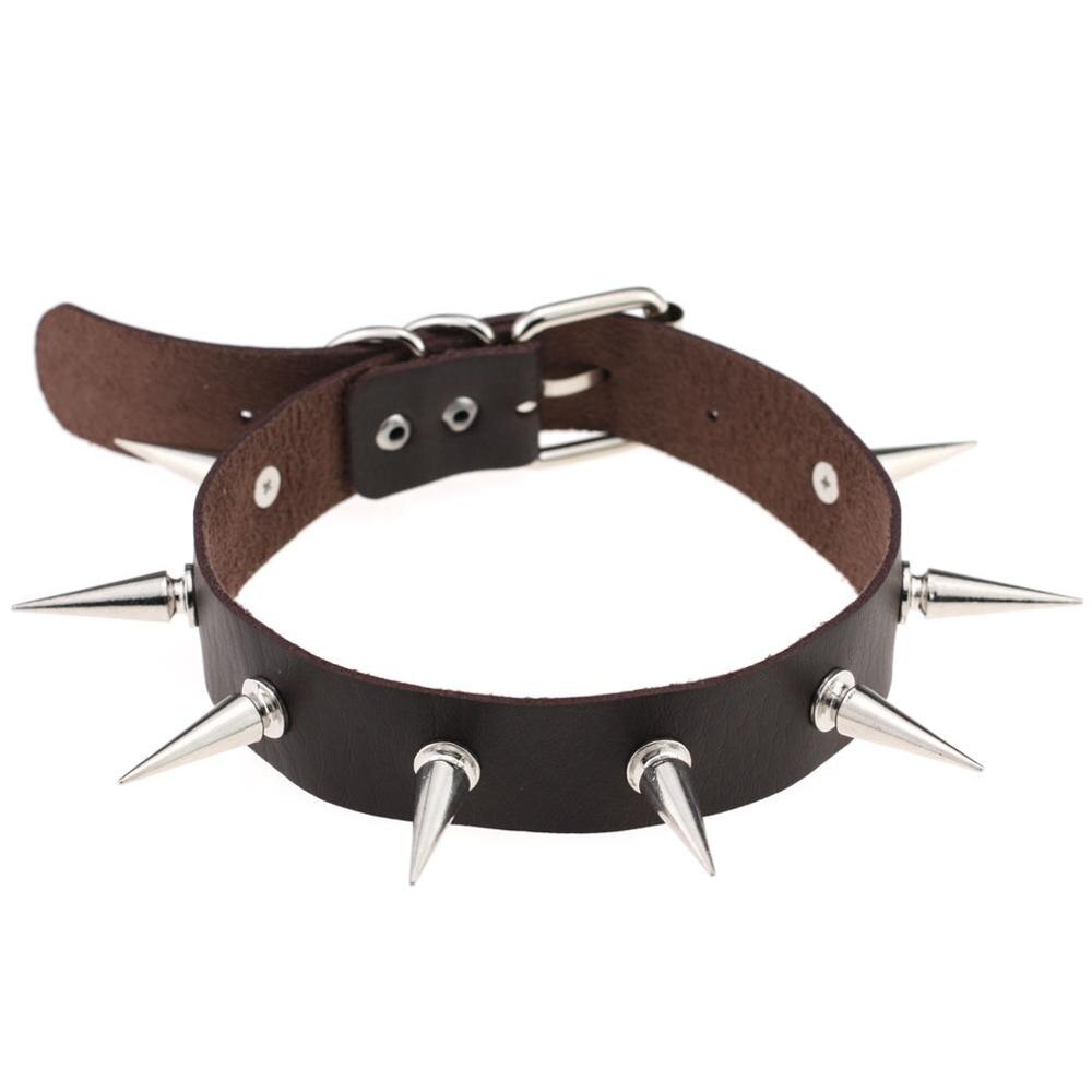 Black Spike Choker Belt Collar Necklace