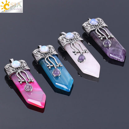 Vintage Sword-Shaped Crystal Pendant