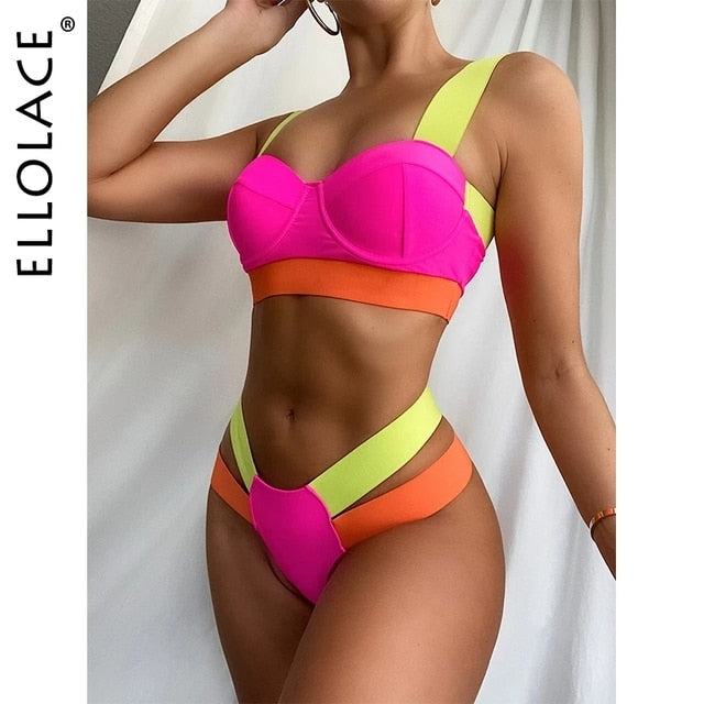 Vibrant Patchwork Swimwear