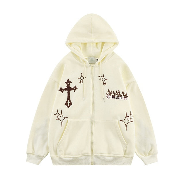 Embroidered Retro Hoodie