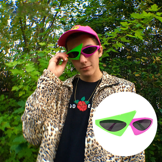 Novelty Green & Pink Roy Purdy Style Glasses Hip-Hop Asymmetric Triangular Sunglasses Party Supplies Decoration