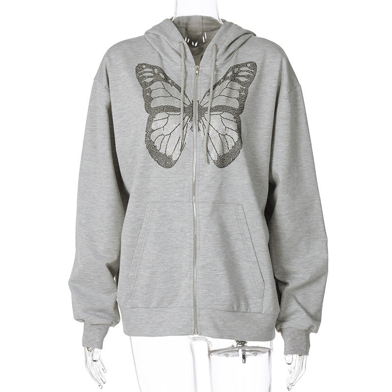 Butterfly Long Sleeve Hooded Sweater