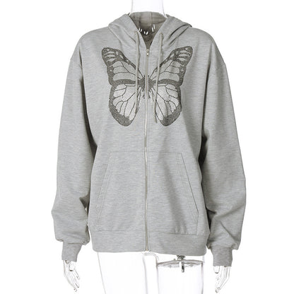 Butterfly Long Sleeve Hooded Sweater